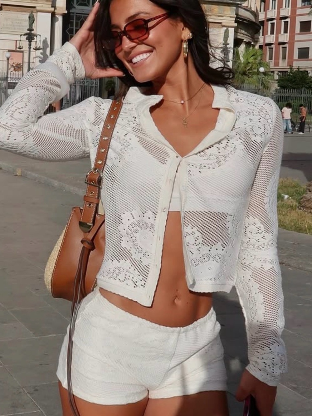 With Jean Dom Shorts - White Lace - Picture 6 of 7